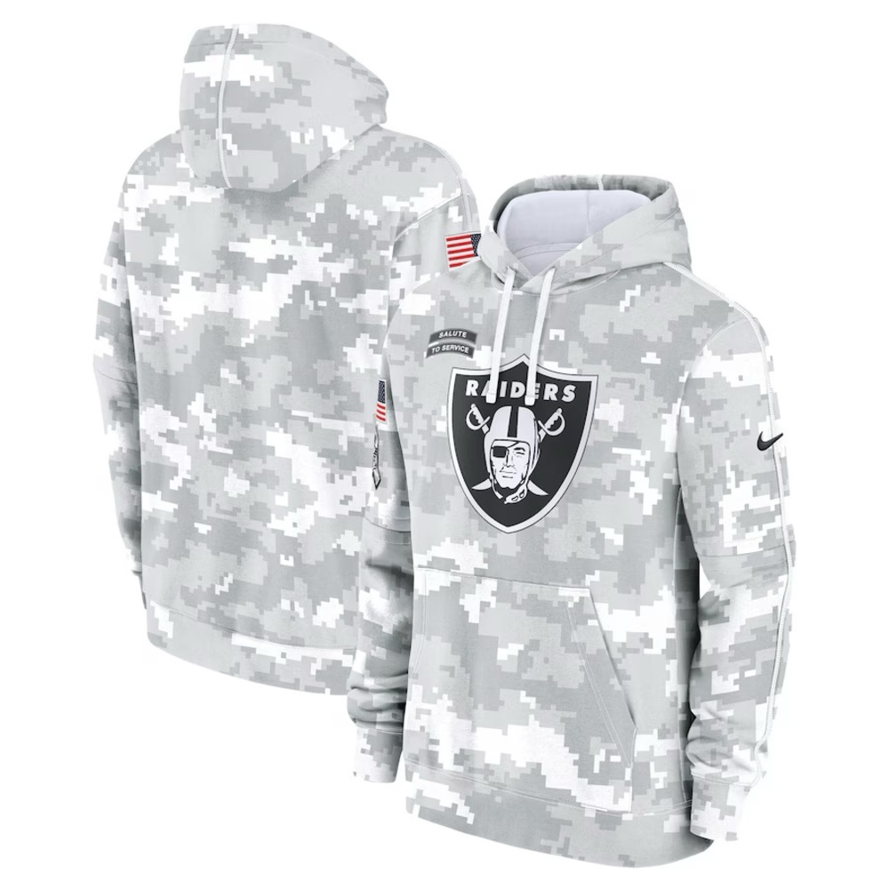 Mens Nike Las Vegas Raiders Salute to Service Hoodie - Arctic Camo Size Large